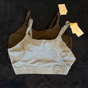 Momcozy 2 Pack Hands Free Pumping Nursing Bras Black Blue XL Cotton Blend NEW